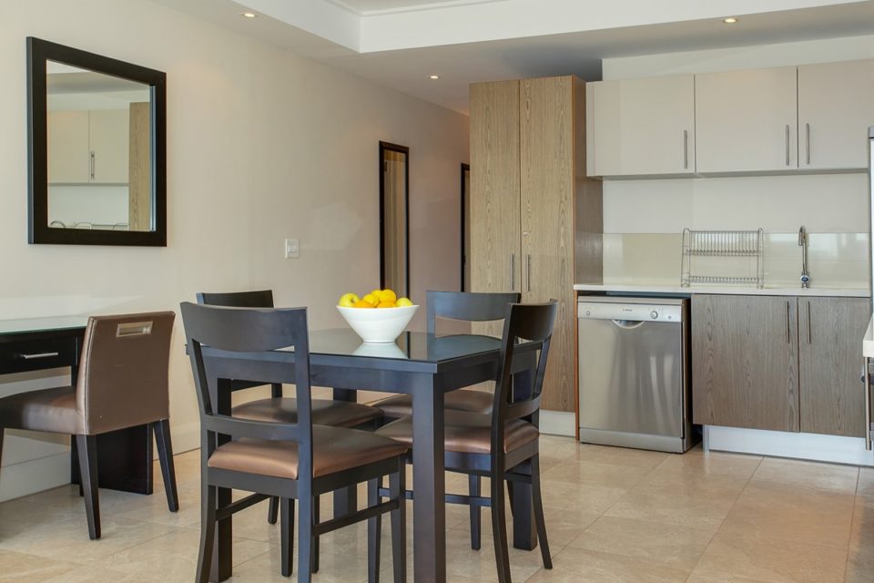 Canal Quays 306 -  Dining table and Fridge